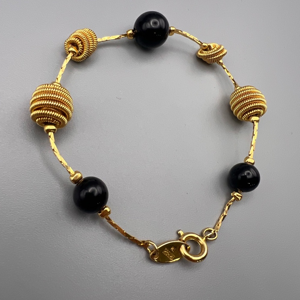Trifari Gold and Black Bead Bracelet